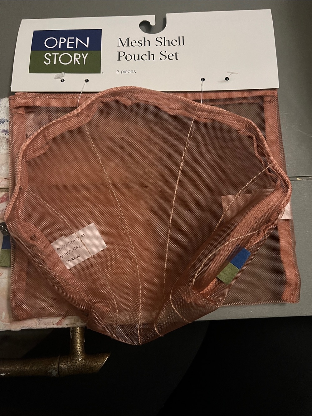 Open Story Rose Mesh Shell Pouch Set - 2 Pieces